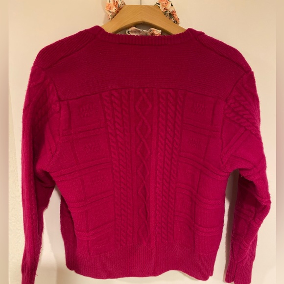 Vintage 80’s Jos. A. Bank fuchsia 100% wool cardigan sweater - medium fit. - Picture 3 of 12